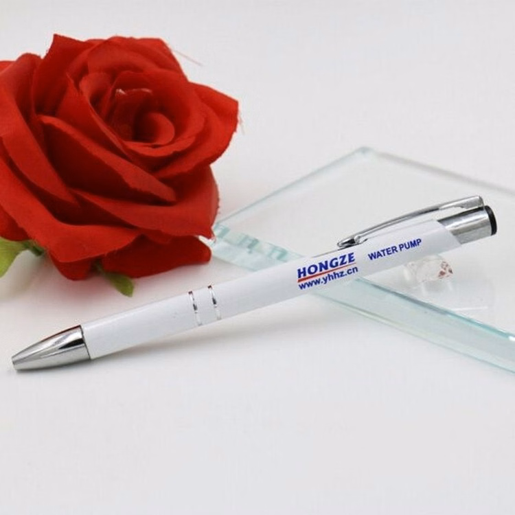 White Color Metal Ballpoint Pen With Two Color Imprint Logo
