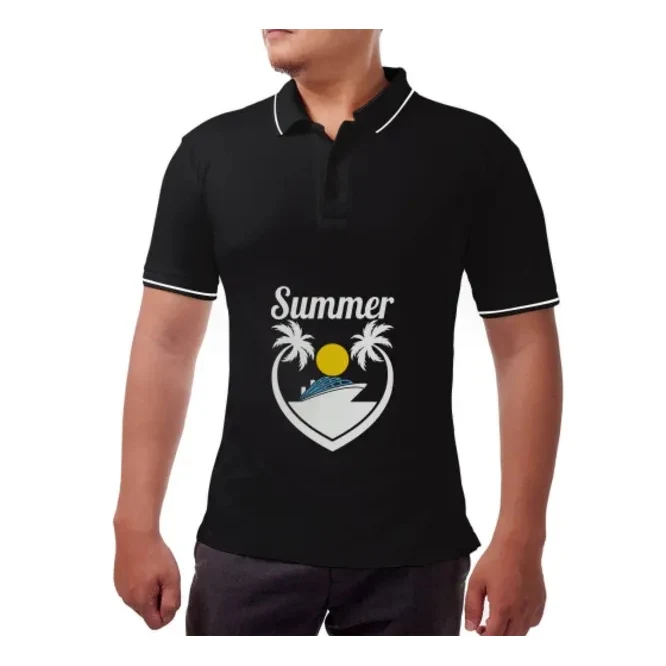 Men's Black Polo Shirt - Custom Printed 1