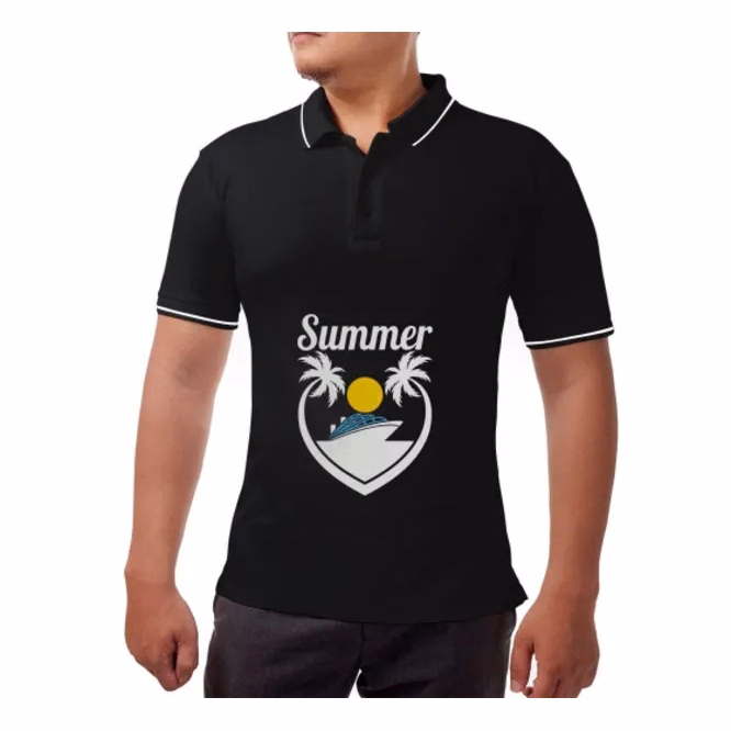 Men's Black Polo Shirt - Custom Printed
