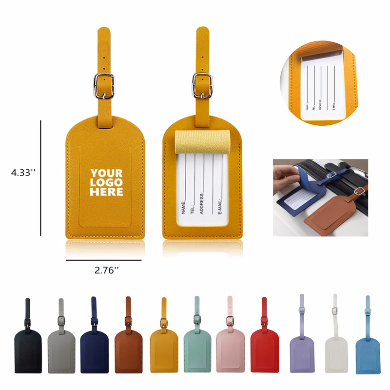 Custom Soft PU Leather Luggage Tags MOQ 50