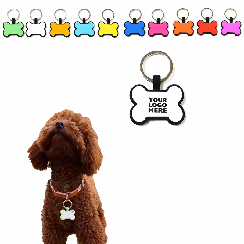 Silicone Multicolor Double-Sided Blank Bone Shape Tag