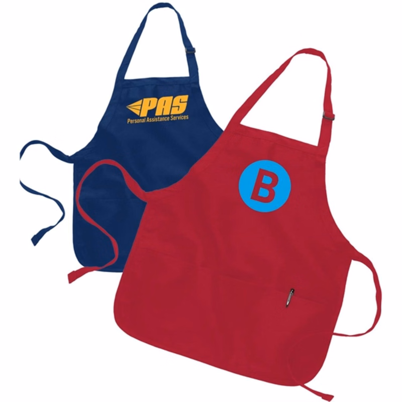 7.5 oz Multipurpose Apron w/ Custom Logo & Adjustable Neck Strap USA Decorated (22" x 24")