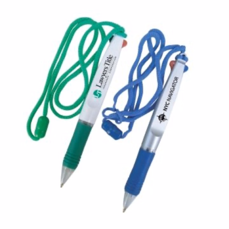 Color Soft Grip Double Ink Pen w/ Breakaway Lanyard