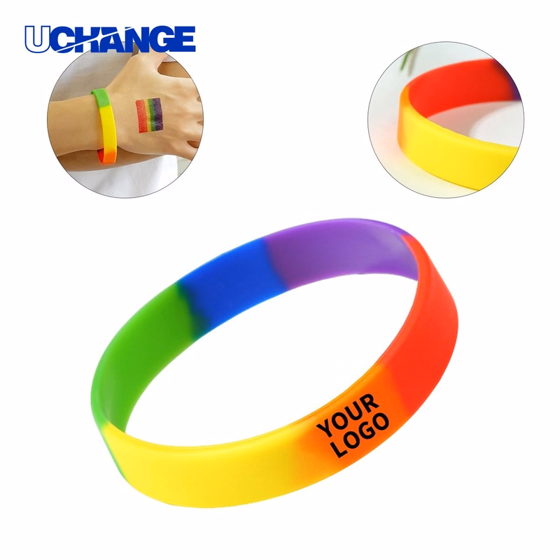 Two Color Segmented Silicone Wristband Bracelet