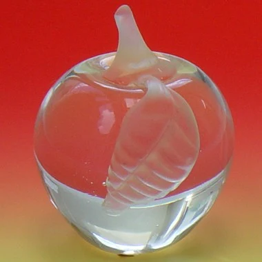 Molten Glass Apple with Frosted Leaf 1