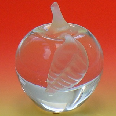 Molten Glass Apple with Frosted Leaf