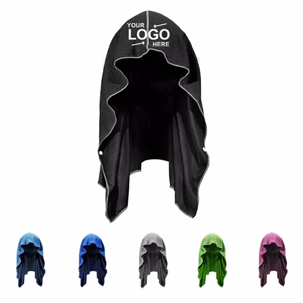 Custom Microfiber Cooling Hooded Towel — UPF 50+ UV Protection Sports Gear