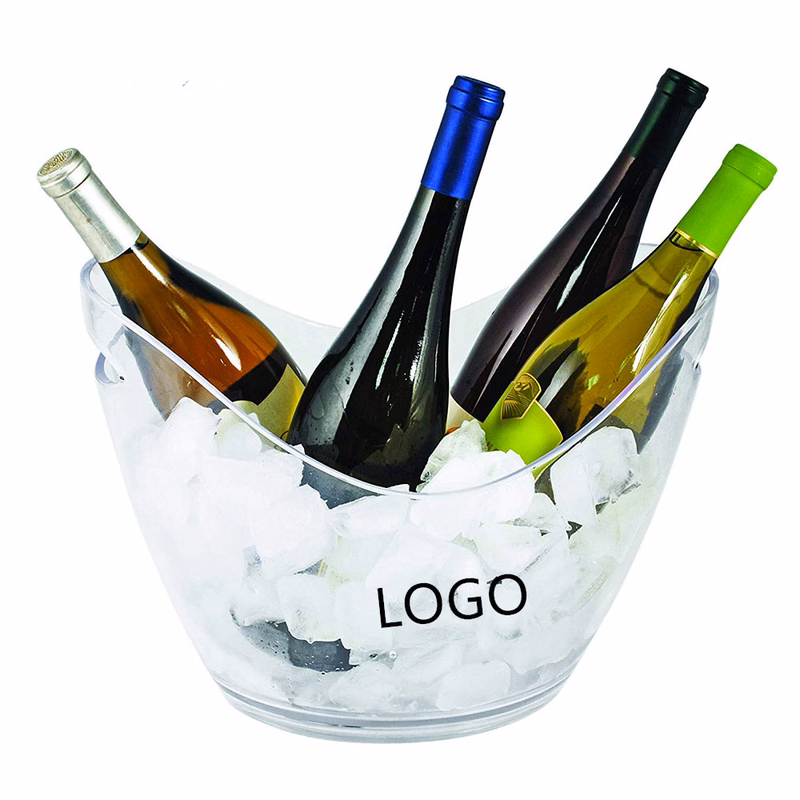 8 Liters Plastic Oval Shaped Clear Ice Bucket with Handle