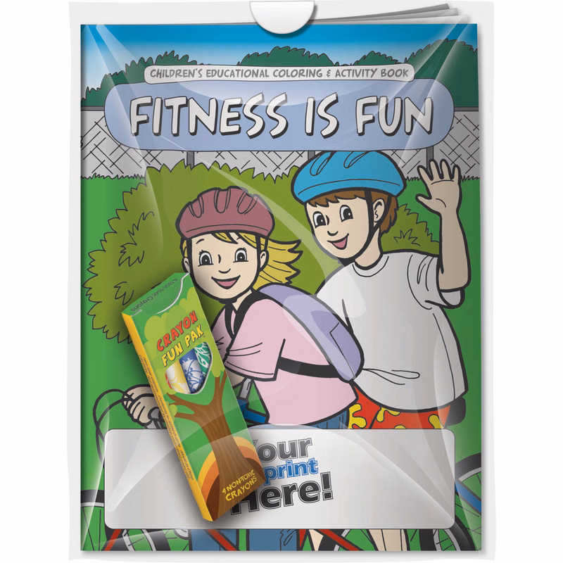 Combo Pack - CB1008 Coloring Book & 4-Pack of Crayons (Imprinted) in a Poly Bag