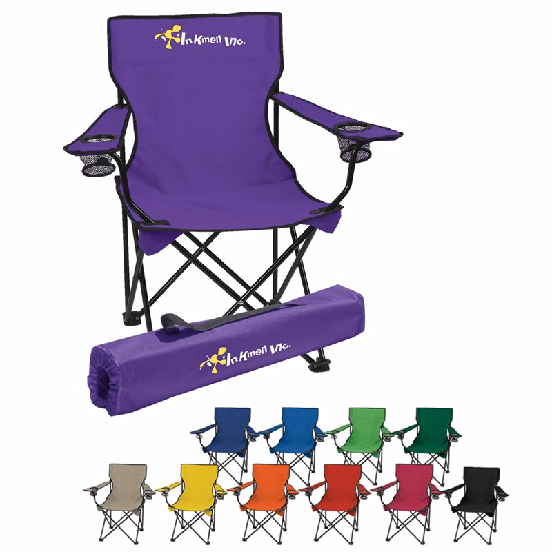 Foldable Camping Chair with Arm Rest and Two Drink Holders