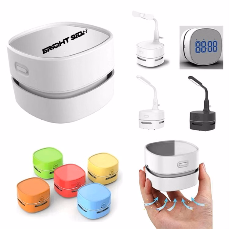 4-in-1 Desktop Vacuum Cleaner with Wireless Charging, Fan, Lamp, and Alarm