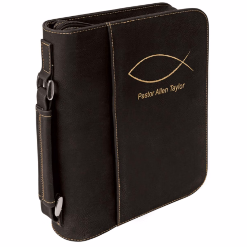 Custom Laser Engraved Black Leatherette Book Cover