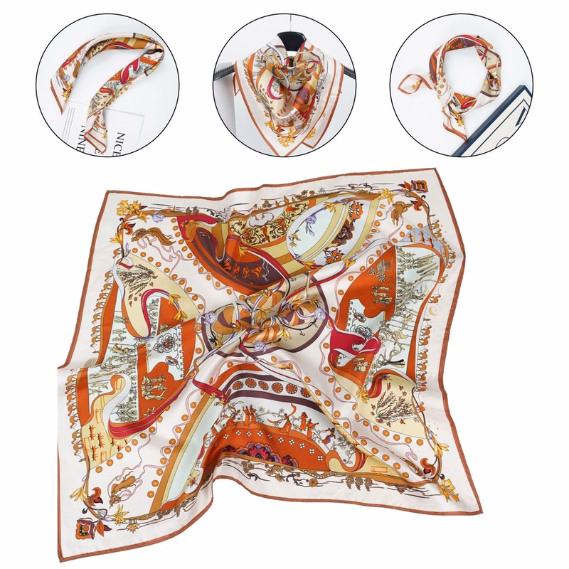 Square Satin Silk Like Scarf With Fashion Print 35 Inch