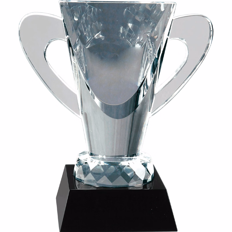 6-1/2" Optical Crystal Cup on Black Pedestal Base.