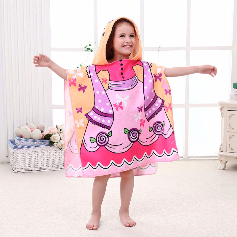 Kid Hooded Bath Beach Towel Poncho