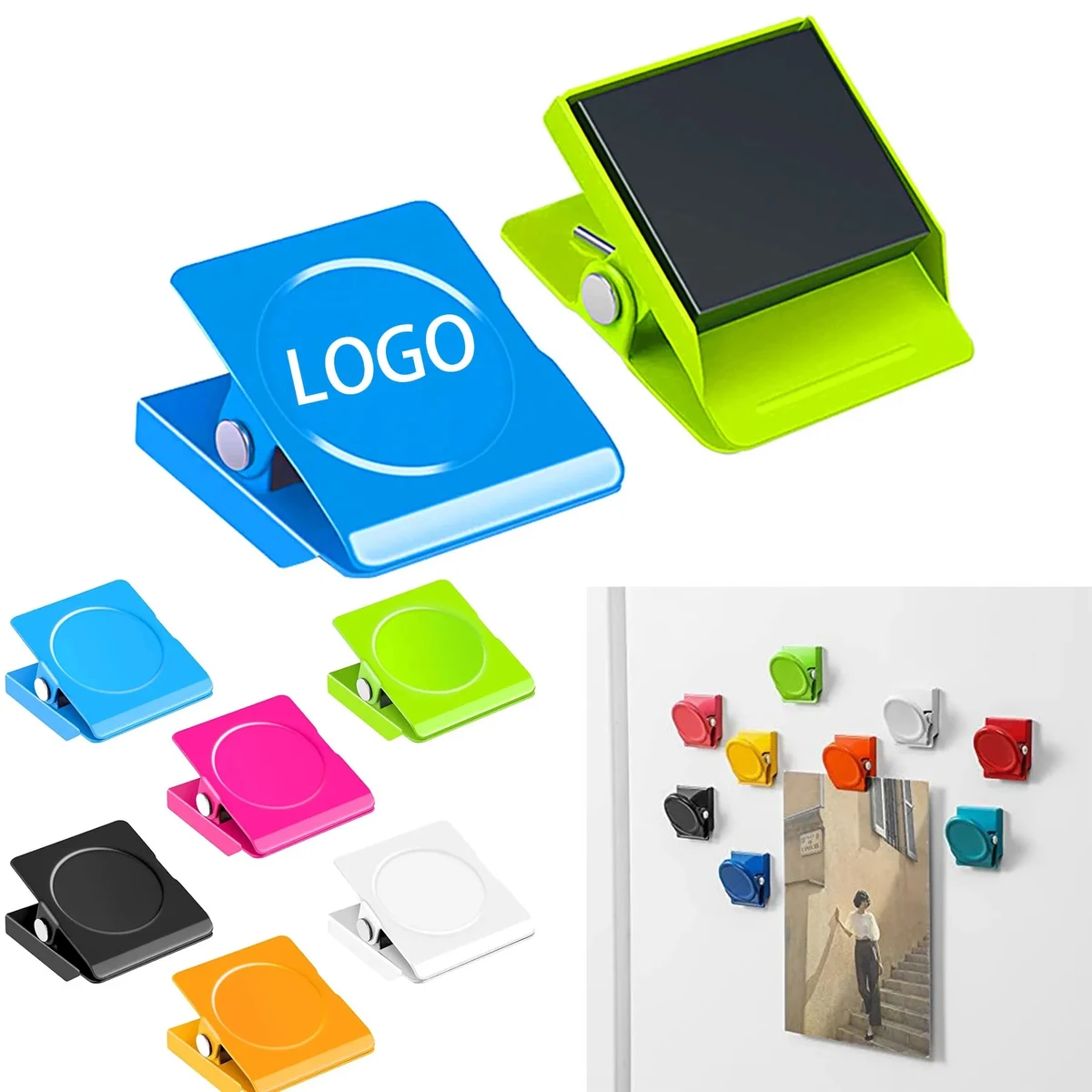 Square Strong Refrigerator Magnet Metal Clips 1