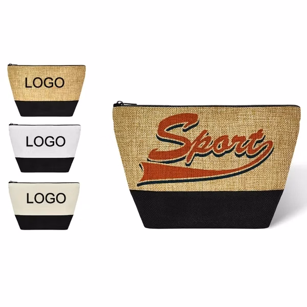 Burlap Cosmetic Bag