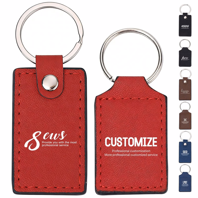 PU Square Leather Keychain