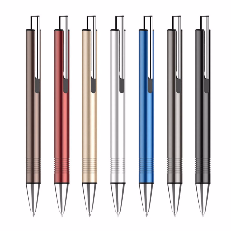 Shiny chrome cap and enamel finish barrel Metal Ballpoint