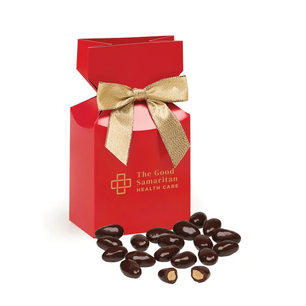 Dark Chocolate Covered Almonds in Red Premium Delights Gift Box 1
