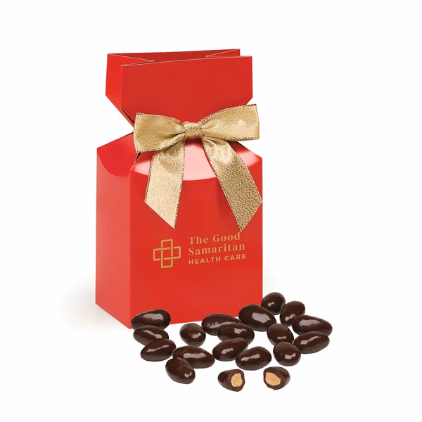Dark Chocolate Covered Almonds in Red Premium Delights Gift Box