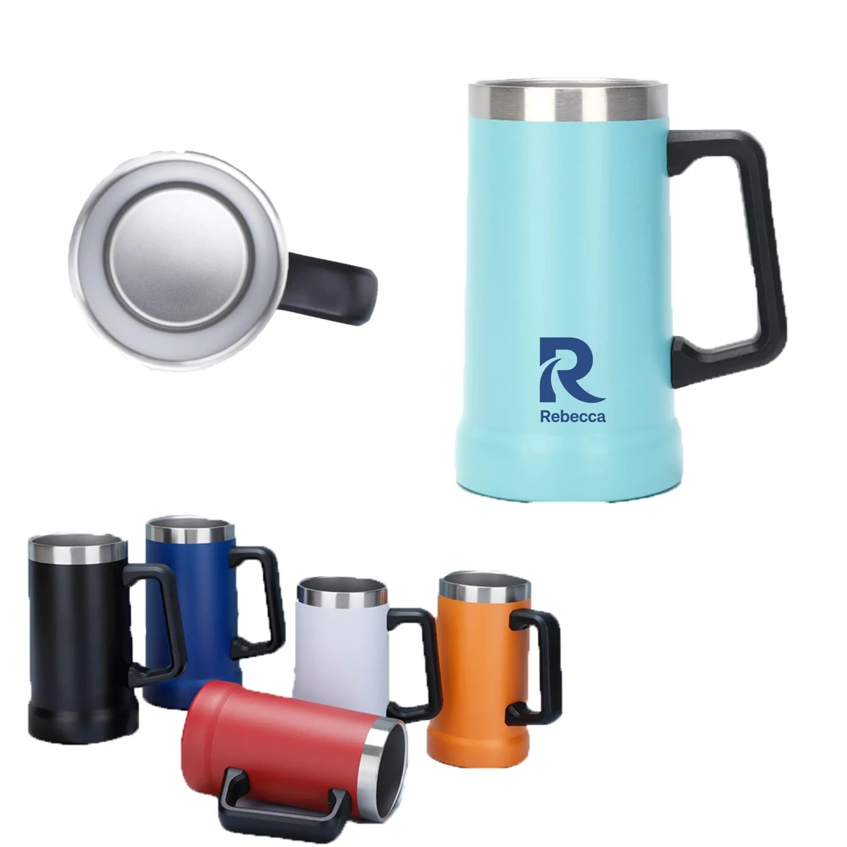 Customized stainless steel minimalist beer mug with handle 1