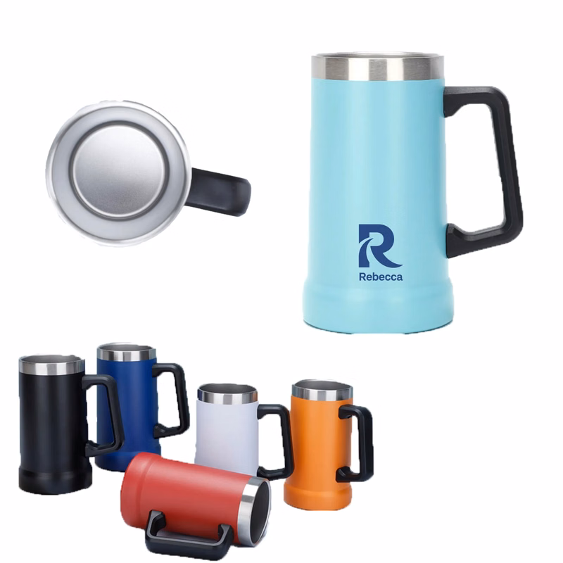 Customized stainless steel minimalist beer mug with handle