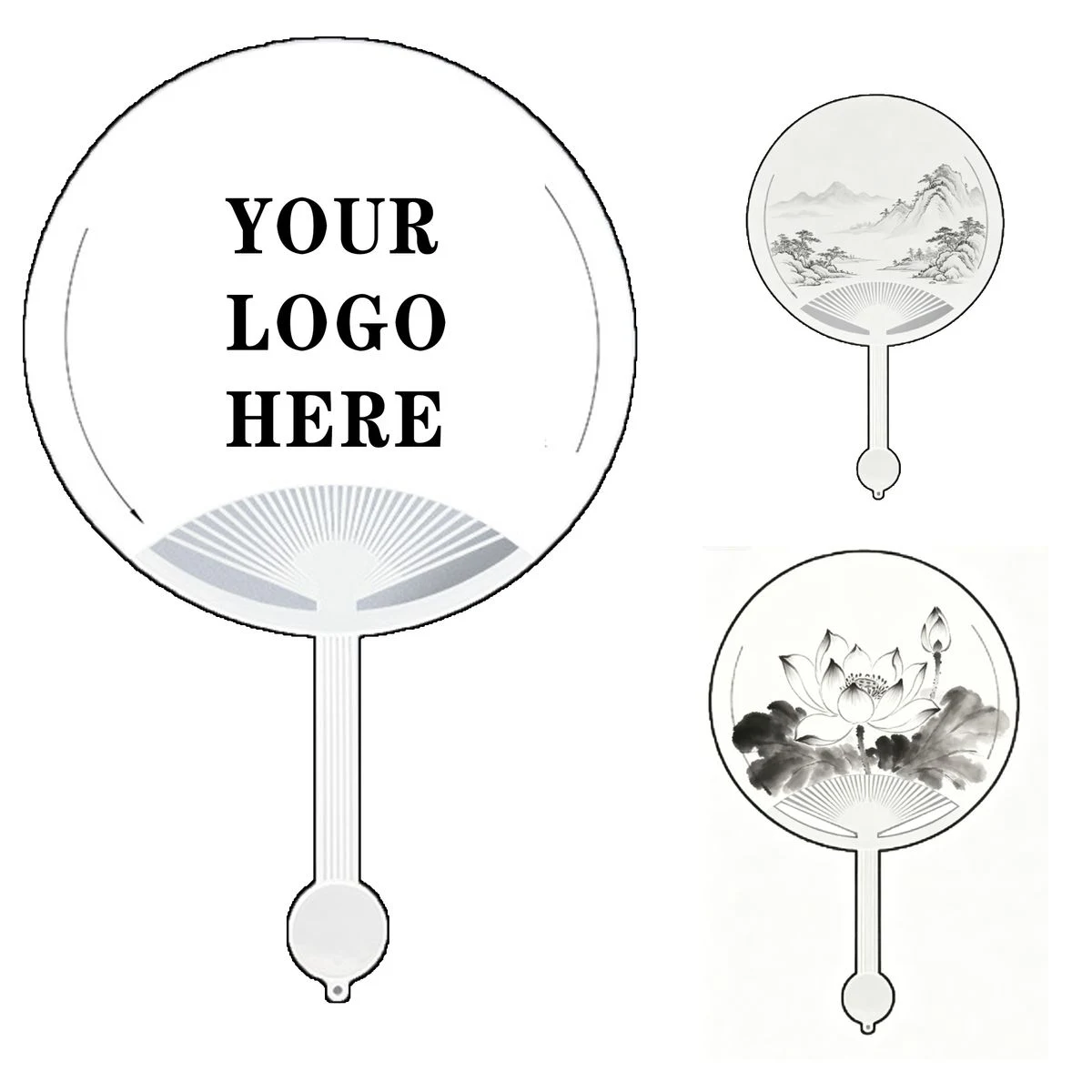 Customizable Large Round Plastic Hand Fan 1