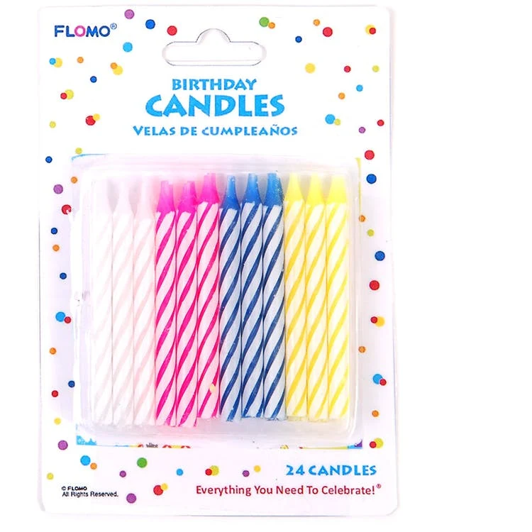 Happy Birthday Spiral Candles - 24 Pack 2.25" 1