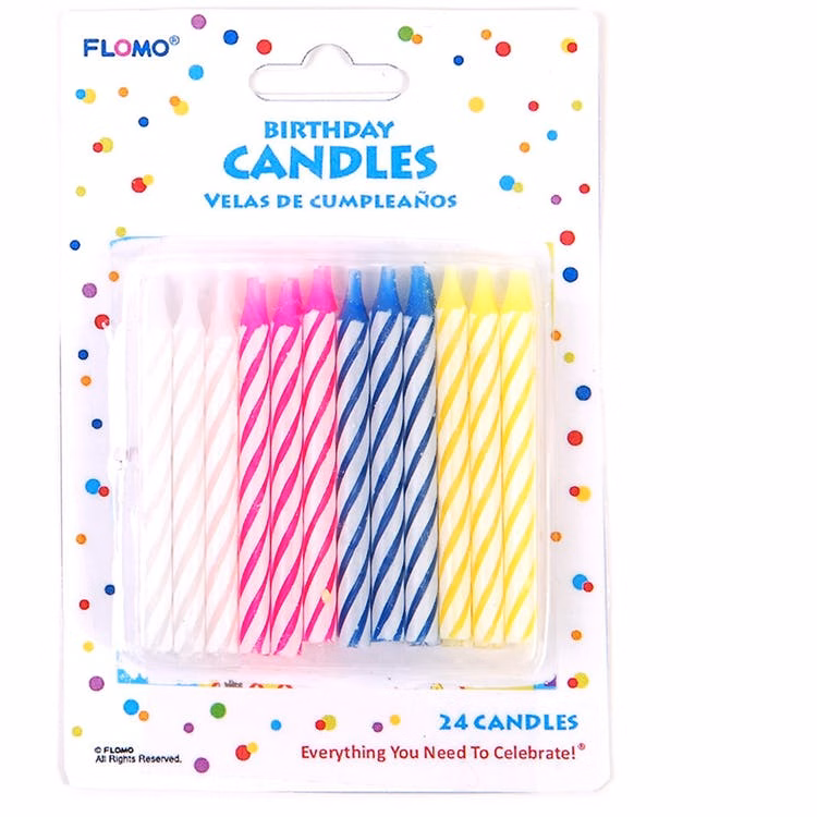 Happy Birthday Spiral Candles - 24 Pack 2.25"