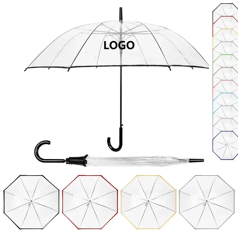 47" Arc Clear Bubble Dome Umbrella w/ Hook Handle 1