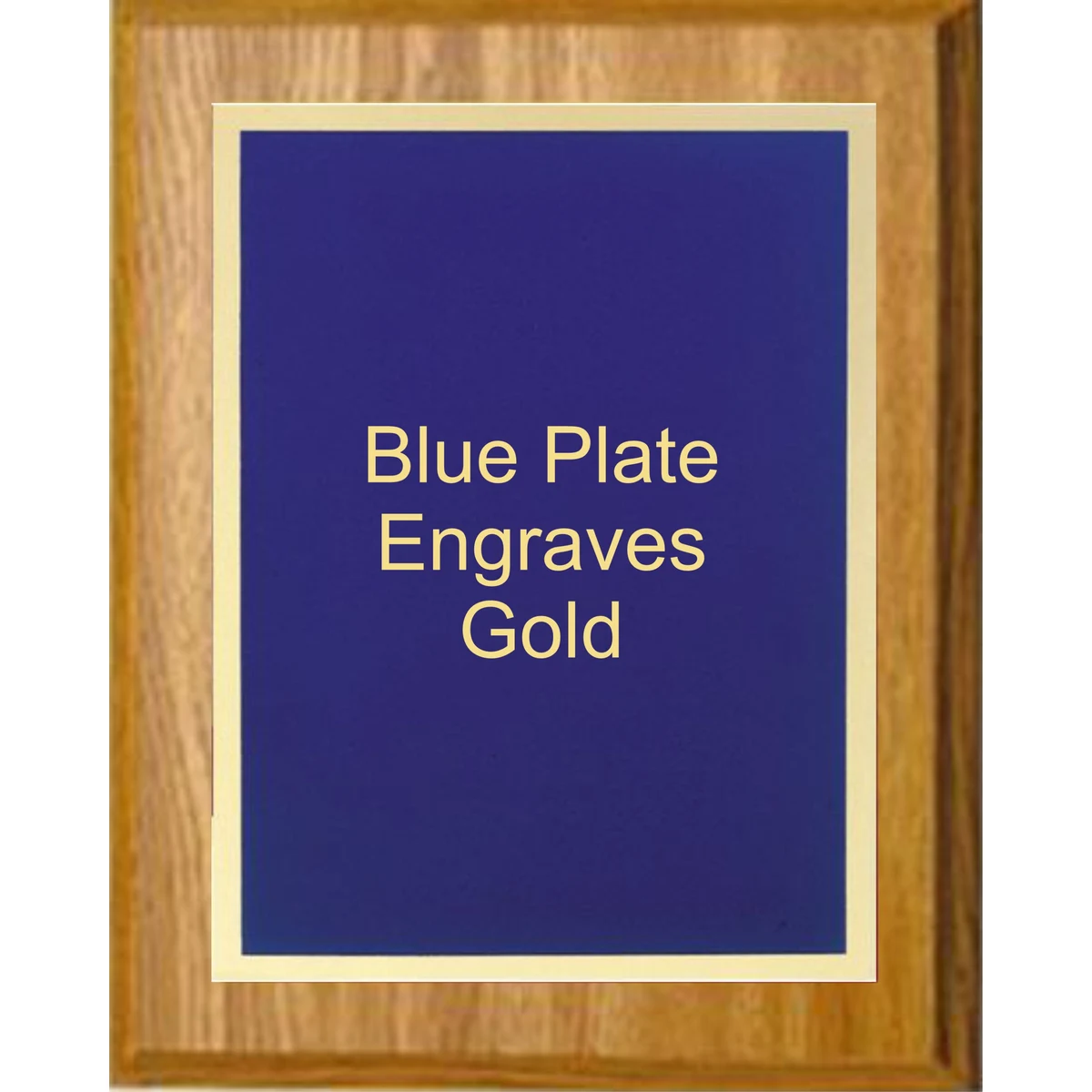 5" x 7" Oak Finish Plaque with a Gold Border Blue Simplicity Plaque Plate 1