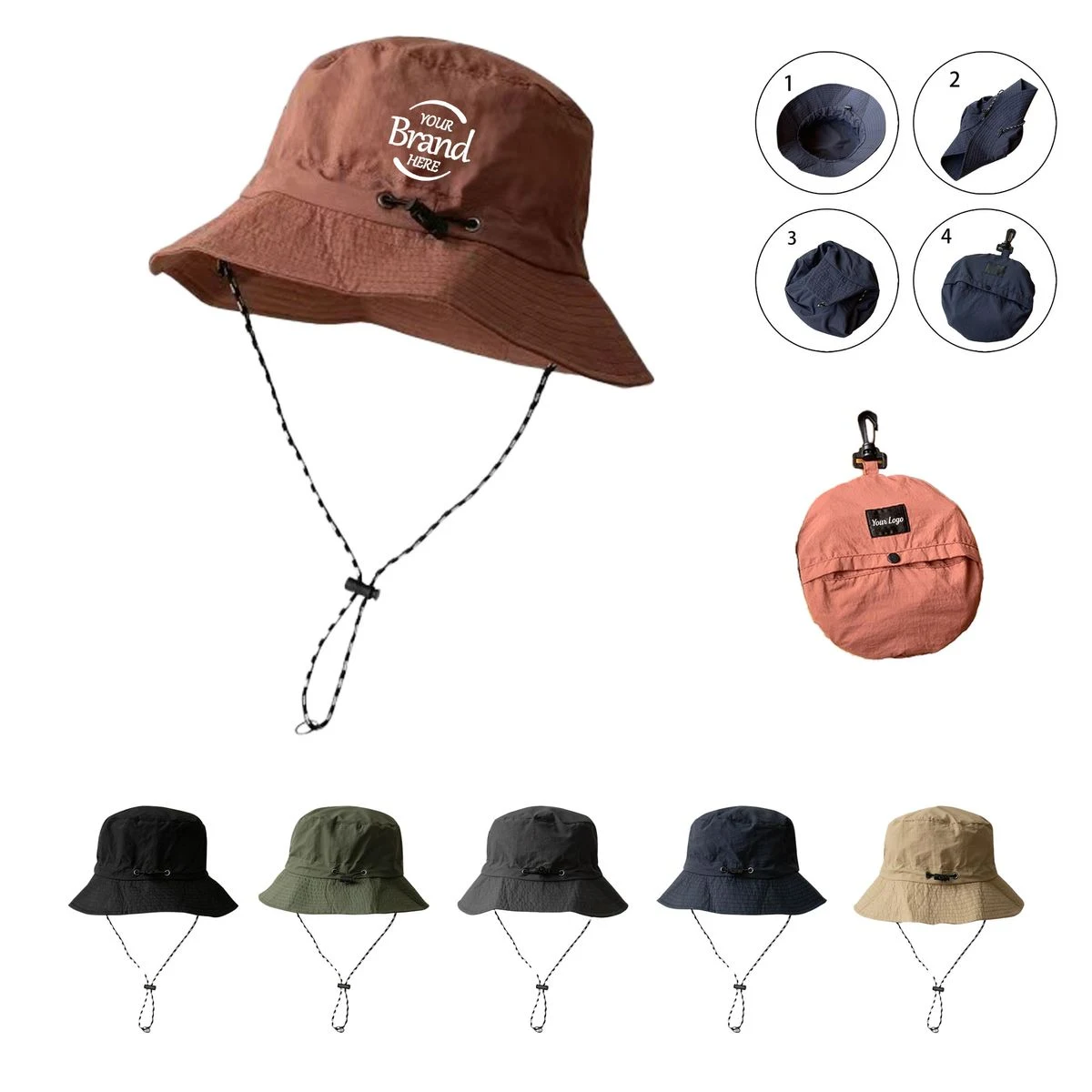 Portable Outdoor Bucket Hat with Strap 1