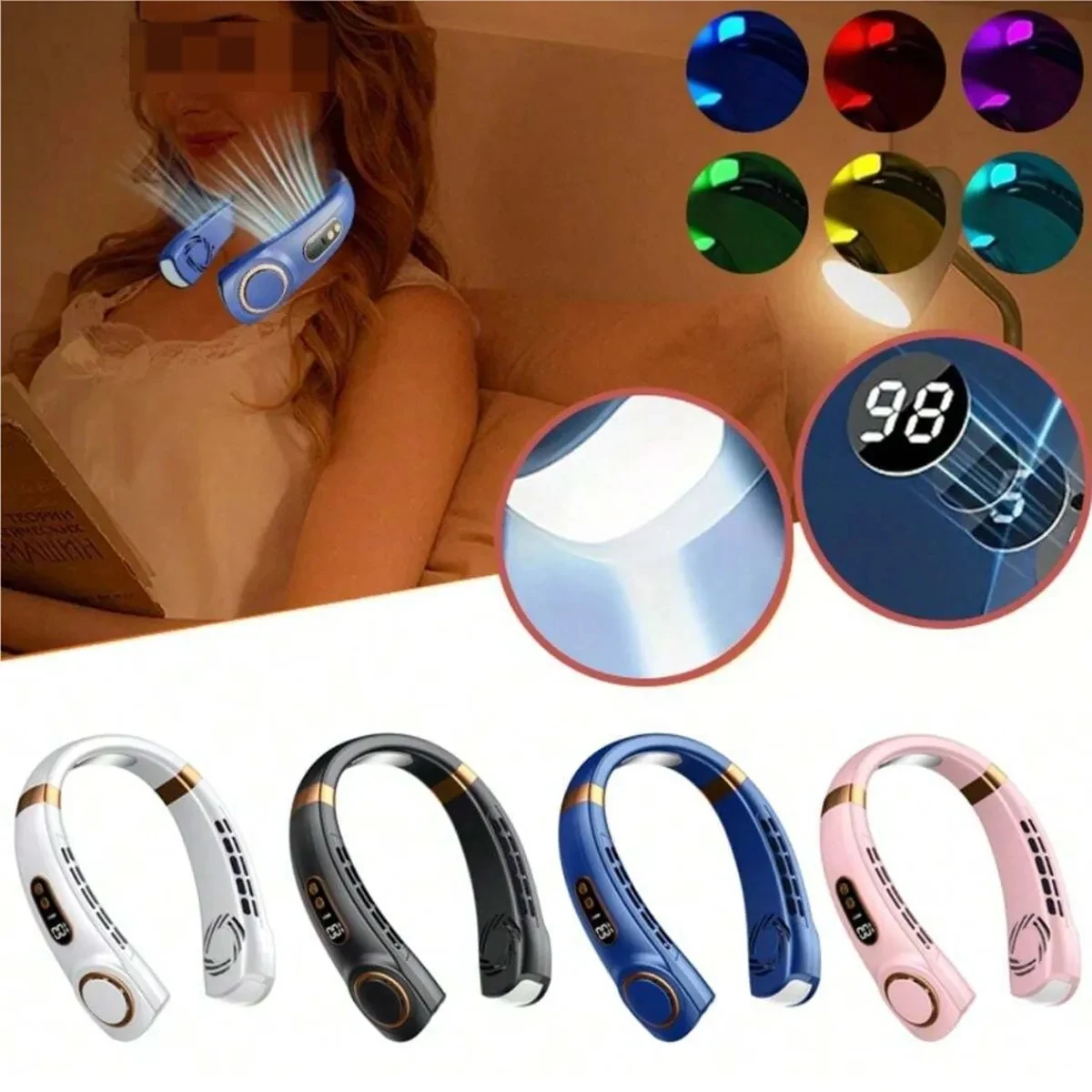 5 Speeds Smart Digital USB Charging Faster Cooling Neck Fan 1
