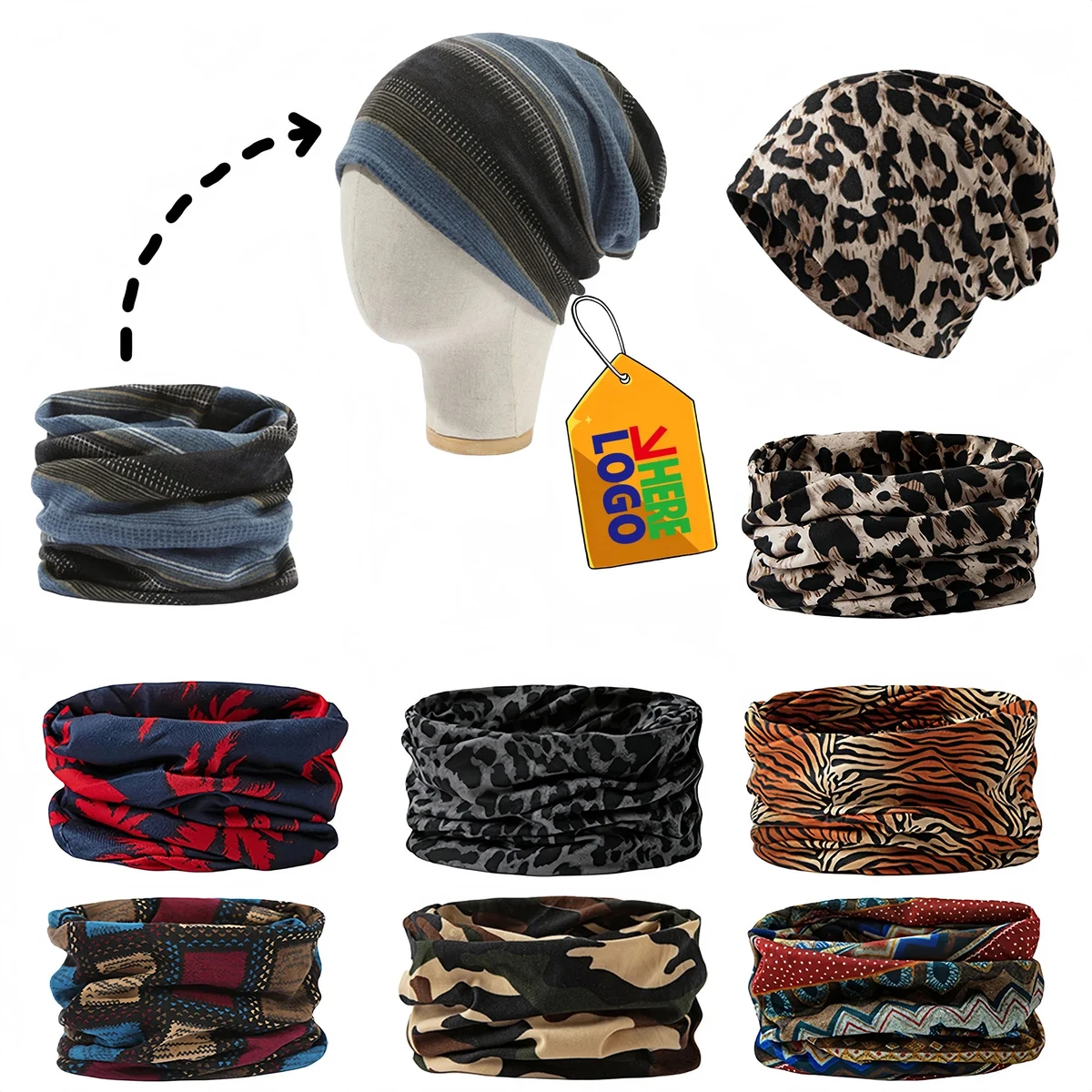 Versatile Leopard Print 2-in-1 Beanie Unisex 1