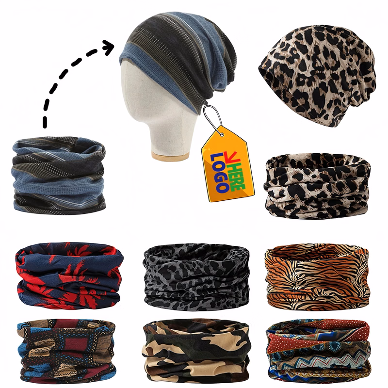 Versatile Leopard Print 2-in-1 Beanie Unisex