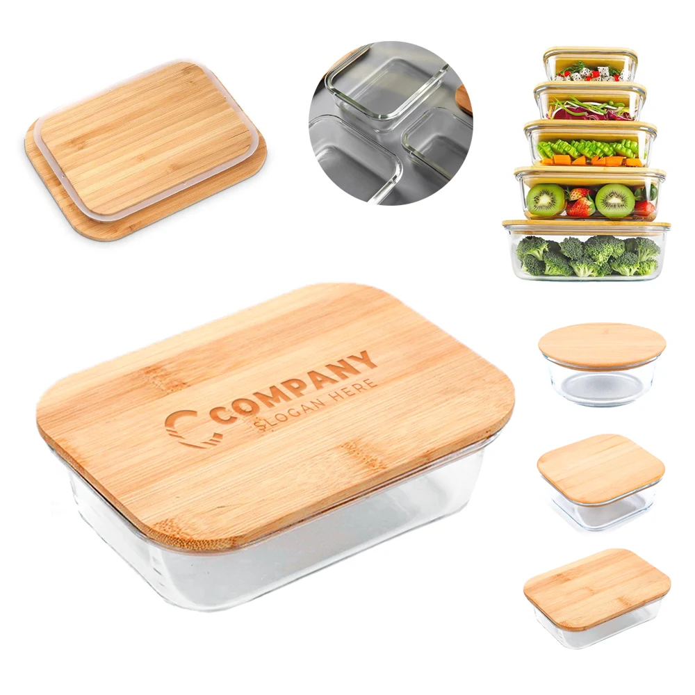 Glass Food Container With Bamboo Lid 1