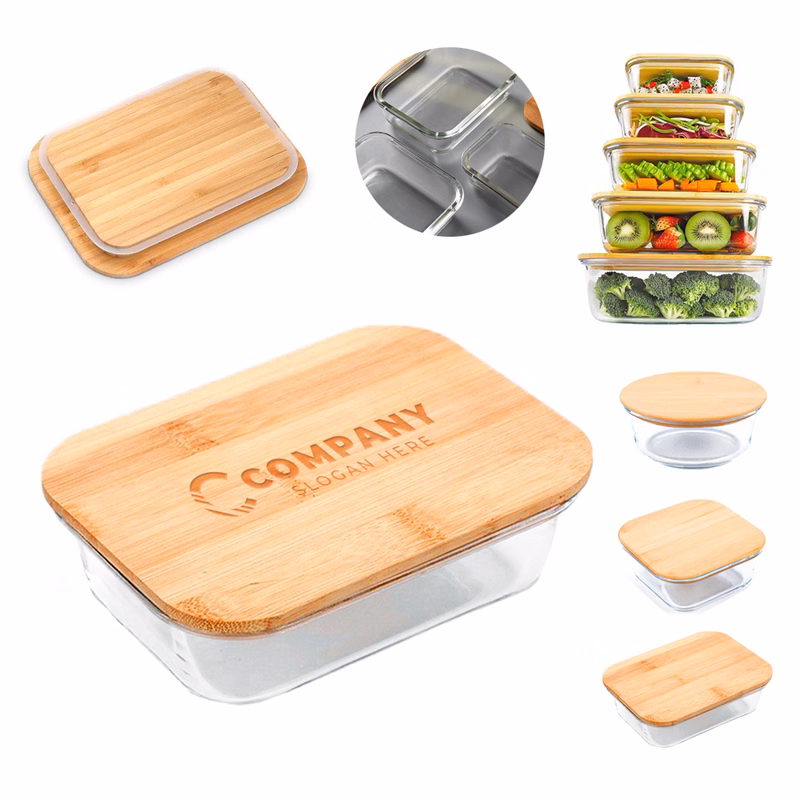Glass Food Container With Bamboo Lid