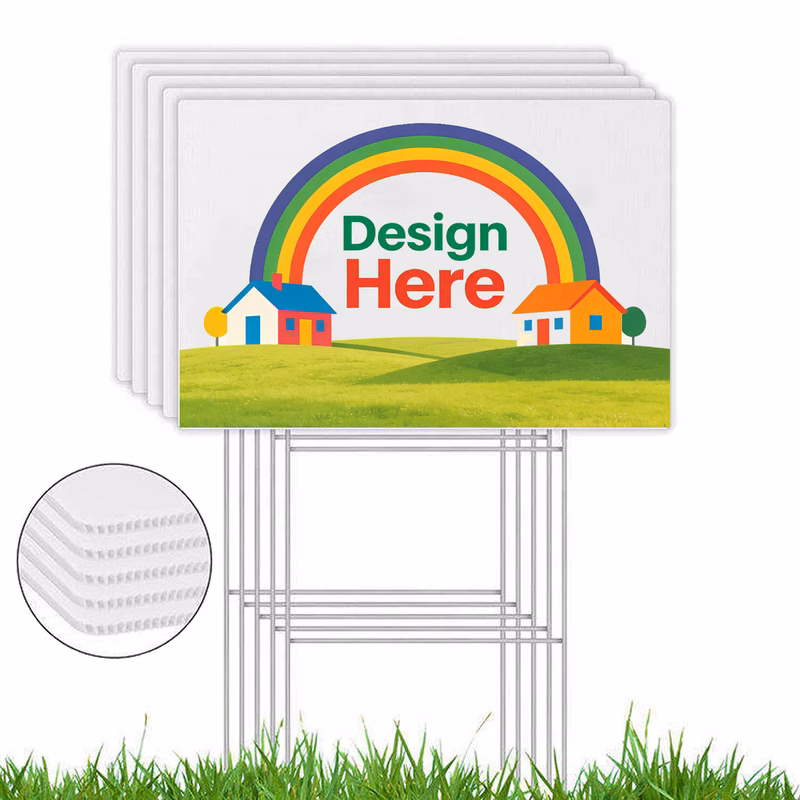 Custom Printed Corrugated Plastic Yard Signs with H-Stakes