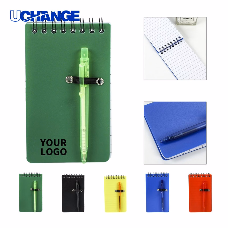 Pocket Spiral Notebook Notepad with Pen Polypropylene Cover