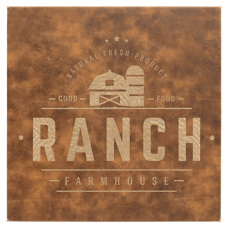 10" x 10" Rustic/Gold Leatherette Wall Decor with Sawtooth Hanger