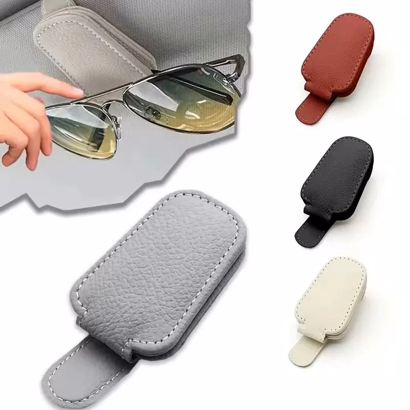 Magnetic Leather Sunglasses Holder Clip