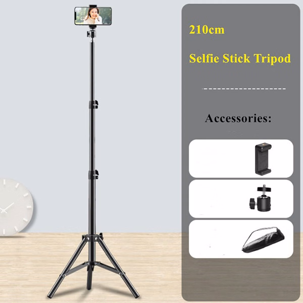 210cm Selfie Stick Tripod With 1 position phone holder