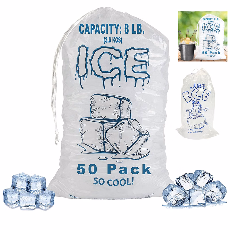 11 x 19 Inch Drawstring Closure Plastic Ice Bags