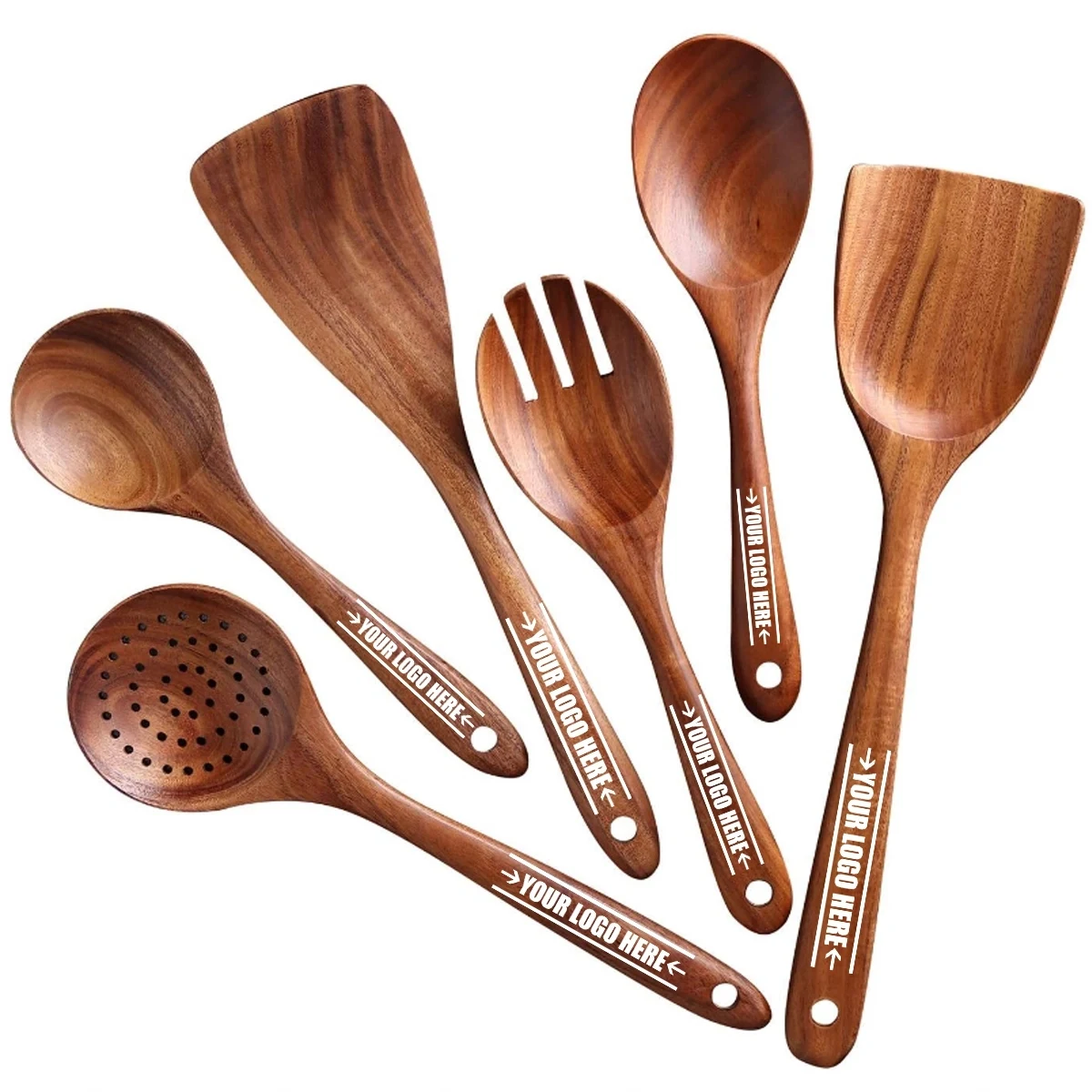 Custom Premium Wooden Kitchen Cooking Spoon Spatula Set 1