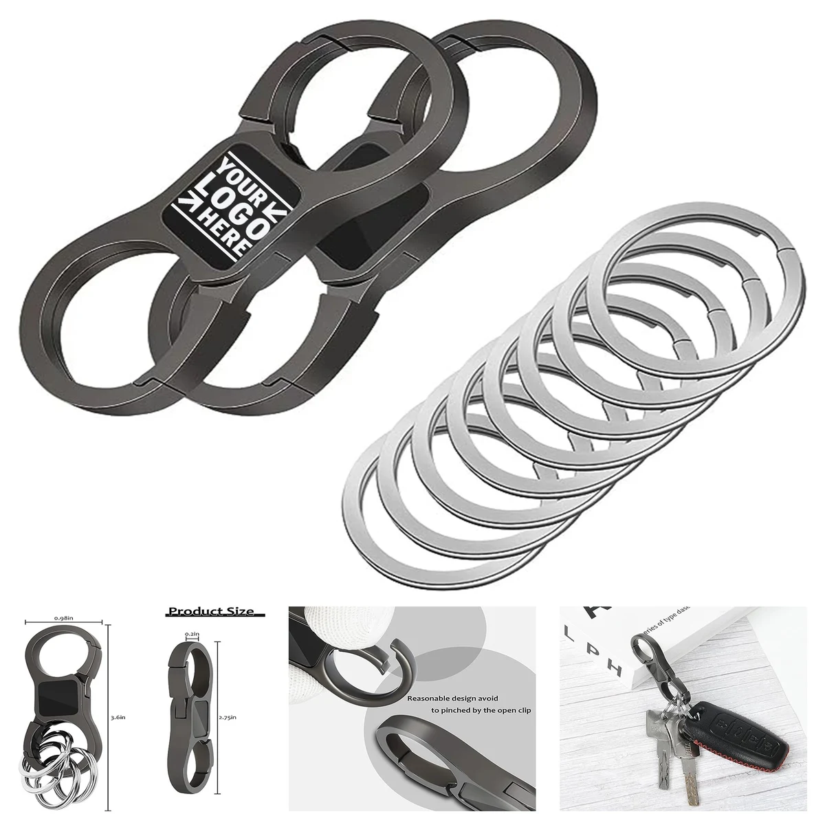 Quick Release Spring With 8 Key Ring Heavy Duty Car Key Chain Organizer 1