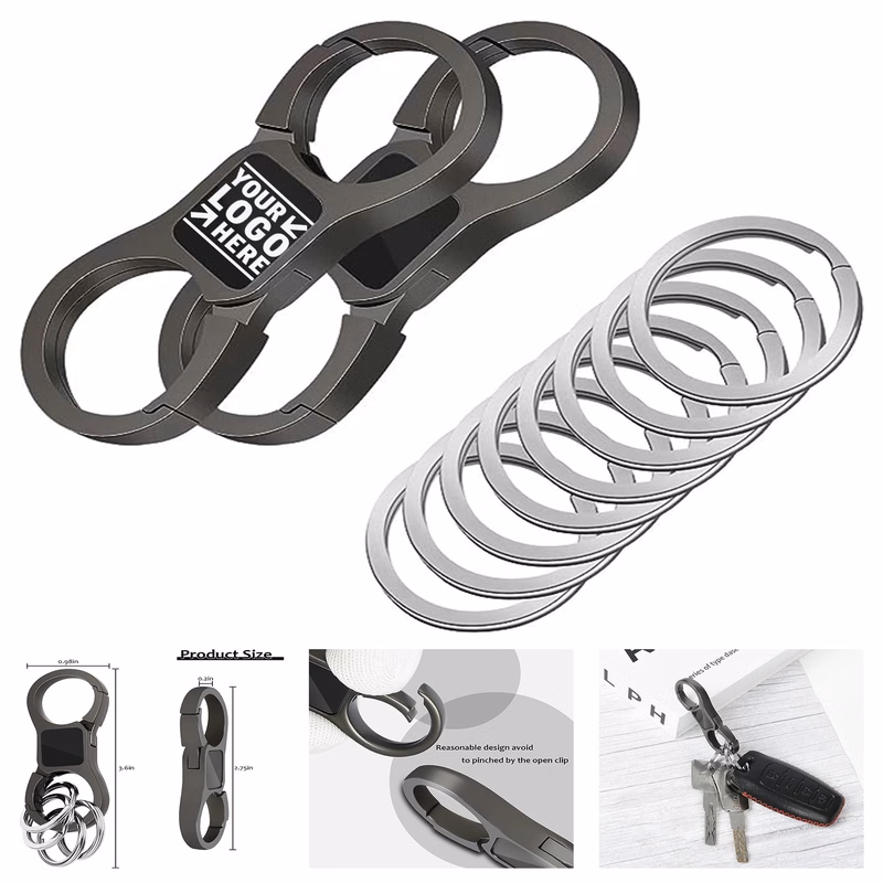 Quick Release Spring With 8 Key Ring Heavy Duty Car Key Chain Organizer