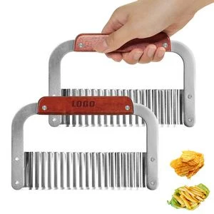 Wavy Edge Slicer Cutter Knife With Wooden Handle 1