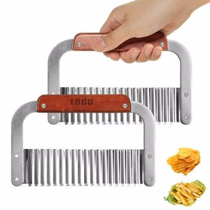 Wavy Edge Slicer Cutter Knife With Wooden Handle