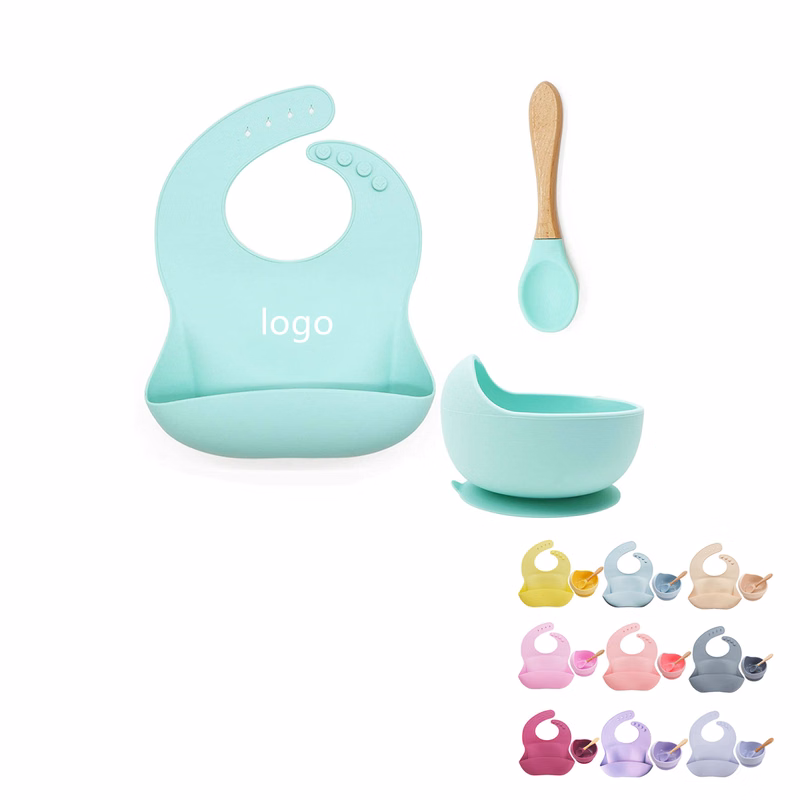 Baby Feeding Utensils Bib Silicone Suction Bowl